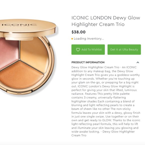Ulta Dewy Glow Highlighter Cream Trio Iconic London Highlight Illuminateur NEW! - Picture 3 of 9